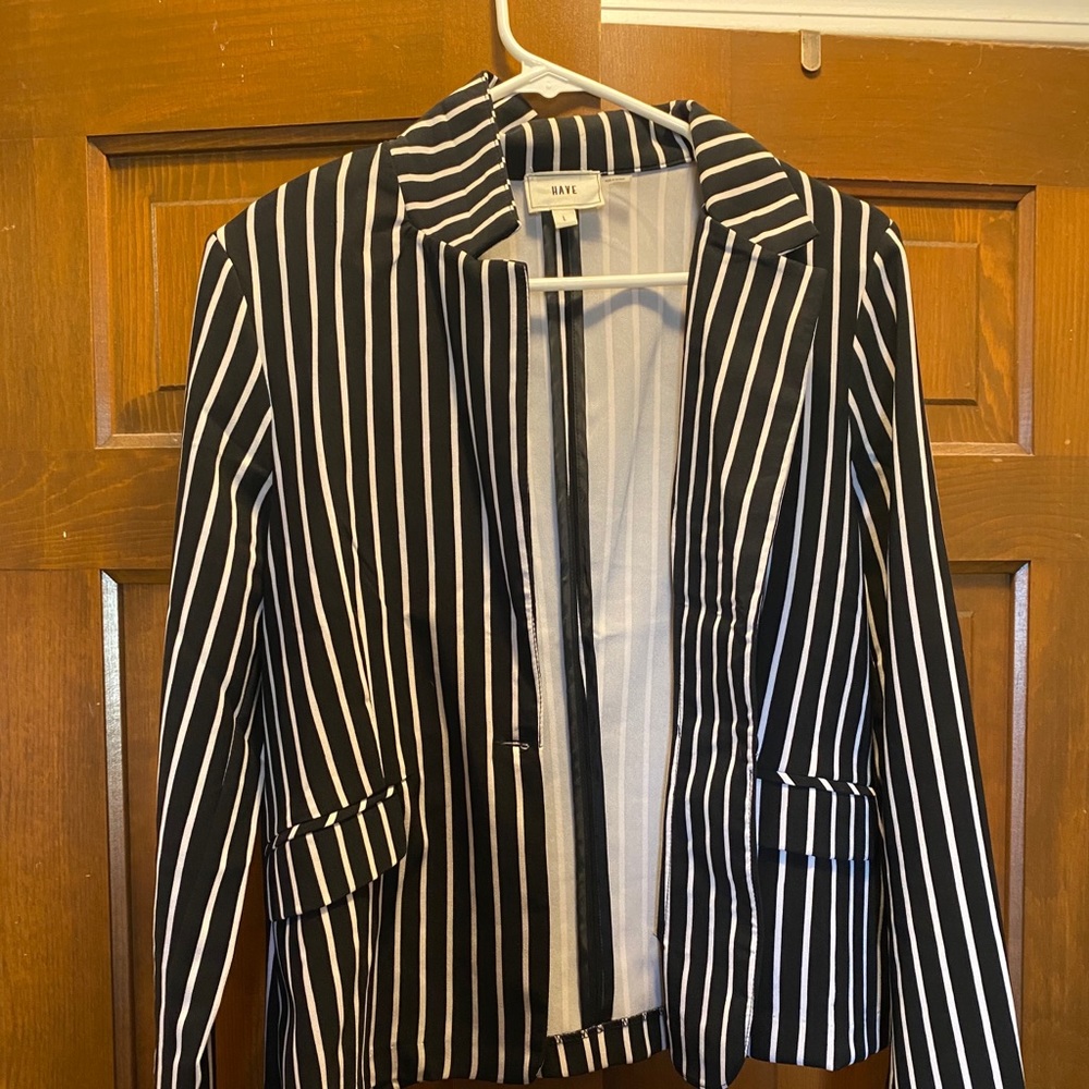 Black & White Striped Blazer